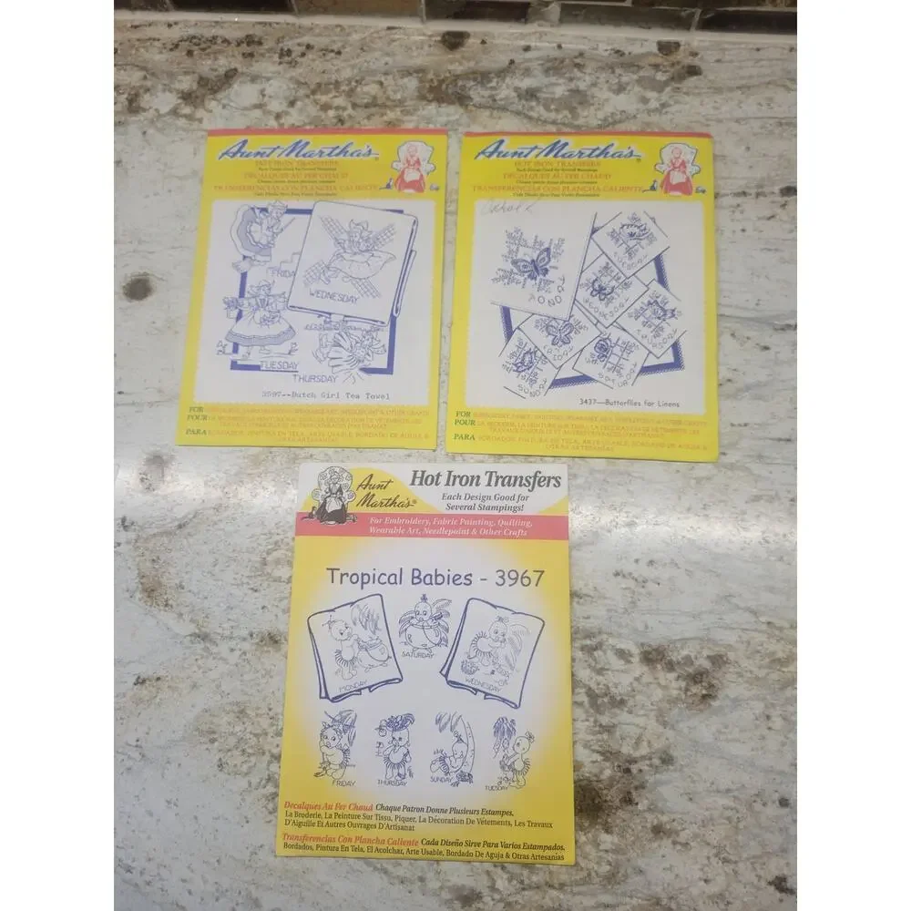 Vintage Aunt Marthas Hot Iron Transfers Lot of 11 Days of the Week Patterns